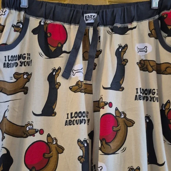 Lazy One Womens PJ Pants Large Wiener Dog Dachshund Sleeper Loungewear Comfy - Picture 3 of 13